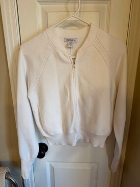 Athleta Advantage white full zip cardigan, like new size S